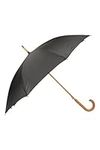 Mountain Warehouse Classic Umbrella - Plain – Extra Protection Patio Brolly, Stylish Sun Umbrella, Lightweight, Curved Wooden Handle Garden Umbrella –For Picnics Black