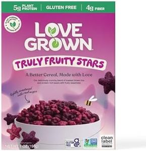 Love Grown Gluten-Free Bean Stars Cereal - Plant-Based, Vegan, Non-GMO Certified - 6g Added Sugar, High Fiber, Seed-Oil Free - No Artificial Colors or Flavors - Truly Fruity Flavor, 6 Pack, 7oz