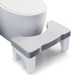 Toriox Foldable Toilet Potty Stool for Adults, Heavy Duty Plastic Portable Squatting Poop Foot Stool with Freshener Space, Bathroom Non-Slip Toilet Assistance Step Stool for Kids Seniors (GREY)