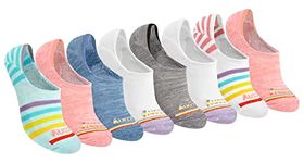 Saucony Women's No Show Cushioned Invisible Liner Socks (8 & 16 Pairs), Rainbow Assorted (8 Pairs), Medium