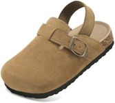 Toddler Suede Clogs for Boys Girls Genuine Leather Adjustable Buckle Slides Potato Indoor Outdoor Slippers Chestnut