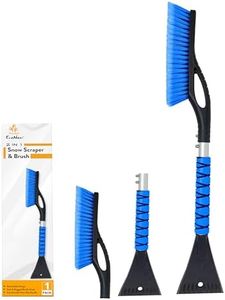 EcoNour 27" Car Snow Scraper and Brush (Blue) | Scratch-Free Bristle Head Ice Scraper for Car Windshield with Aluminum Body | Tough Ice Scraper with Ergonomic Foam Grip for Cars (1 Pack)