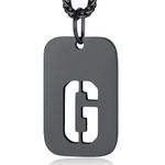 Dog Tags for Men Black Letter Necklace Mens Wheat Chain 3mm 22 Inch Adjustable Initial Chain Stainless Steel Mens Pendant Necklaces