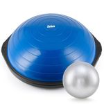 ZELUS 64cm Balance Ball | 680kg Inflatable Half Exercise Ball Wobble Board Balance Trainer w Nonslip Base | Half Yoga Ball Strength Training Equipment w 2 Bands, Pump, Extra Ball Included, Blue