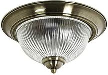 Licht-Erlebnisse BARMSTEDT Ceiling Light Metal Glass in Antique Brass IP44 Bathroom Kitchen Diameter 31 cm E14 2-Bulb Round Art Nouveau Ceiling Light Dining Room