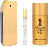 Paco Rabanne One Million 3-Piece Gift Set for Men, (3.4 Oz Eau De Toilette Spray + 5.1 Oz Deodorant Spray + 0.33 Oz Travel Spray)