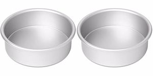 ZAKI Baking Round Cake Pan/Mould (Aluminum) - 8 Inch for Microwave Oven ; Combo - 2 Pieces