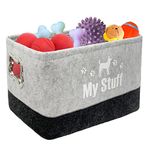 Dogs Toy Storage Baskets Dog Toy Basket Dog Food Storage，Felt Stuff Storage Baskets Foldable Storage Bins with Designed Metal Handle for Organizing Pet Toys, Dog Clothes Blankets, Leashes(Light Gray)