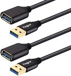 Fasgear USB 3.0 Extension Cable - 2 Pack 6ft/1.8m USB 3.0 Type A Male to Female Extender Cord Braided Compatible with Playstation/Xbox/VR Headset/Scanner/Camera/Printer/Keyboard/Mouse Black