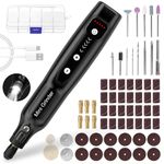 Cordless Mini Rotary Tool Set - 64Pcs Accessories 5 Speed 5000-18000rpm Multi-Purpose Mini Electric Grinder Kit 3.7V USB Rechargeable with Light for Engraving Grinding Polishing Cutting Sanding DIY