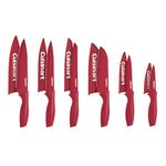Cuisinart Knife Set, 12pc Cermaic Knife Set with 6 Blades & 6 Blade Guards, Lightweight, Stainless Steel, Durable & Dishwasher Safe (Red)