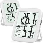 Antonki 2 Pack Room Thermometer for Home, Indoor Hygrometer Humidity Meter Gauge, Digital Temperature and Humidity Sensor Monitor for House, Terrarium, Incubator, Greenhouse - Battery Included