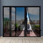 Sunmoxia Magnetic Door Screen Fit Door Size 72 x 80 Inch, Durable Reinforced Fiberglass Mesh Curtain, Heavy Duty Screen Door with Full Frame Hook & Loop for Sliding Doors,Patio