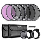 NEEWER 52mm Lens Filter Kit: UV, CPL, FLD, ND2, ND4, ND8, Lens Hood and Lens Cap Compatible with Canon Nikon Sony Panasonic DSLR Cameras with 52mm Lens