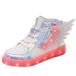 YUNICUS Girls Light up Shoes Glow up Shoes with USB Charging Flashing High-top Light up Running Shoes(3.5 Big Kid White 35)