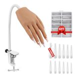 Silicone Practice Hand for Acrylic Nails,Flexible Bendable Nail Training Practice Hand,Life Size Soft Nail Mannequin Hand for Nails Practice Nail Tools Kit with 100pcs Practice Nail Tips,Clipper,File