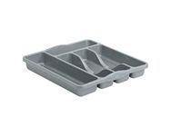 ACCURATE 5 Compartment Plastic Cutlery Holder Tray Drawer Organiser Rack. Durable yet lightweight and easy to clean with a high gloss finish (SILVER)