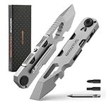 EDC Pry Bar Multitool 10 in 1 with Bi-Directional Ratchet Screwdriver & Everlasting Pen, Wrenches, Crowbar, Bottle and Box Openers - Your Versatile Companion for Everyday Carry and Camping Accessories