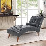 Vaztrlus Simple Chaise Lounge Indoor， Upholstered Couchwith with Pillow Lounge Chair for Bedroom（Brown Leather）