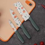 Knife Set for Kitchen ^ Professional 3 Pieces High Carbon Stainless Steel Colour Printed Coated Chef Knife I Utility Knife I Sontuku Knife I Kitchen Knives with Ergonomic Handle (Dark Green)