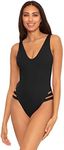 Becca by Rebecca Virtue Women's Sophie Over The Shoulder One Piece Swimsuit, Black, Medium