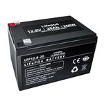 12V 20AH Rechargeable LiFePO4 Lithium Iron Phosphate Battery with 5000+ Cycles Built-in BMS for Fish Finder, Power Wheels (12V 20AH 1PCS)