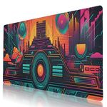 Music poster Themed Large Gaming Mouse Pad 35.5 x 16 Inch, Waterproof, Stitched Edges, Perfect for Esports and Office