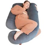 PinkFroggie 57 Inch Pregnancy Pillows for Sleeping,J Shaped Full Body Maternity Pillow with Removable Cover,Side Sleeper Body Pillow for Adults Men Women - Support for Back, Legs, Belly, Hips