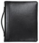 Samsill 15540 Regal Leather Padfolio Zipper 1 inch Ring Binder, Carry Handle, Interior 10.1 Inch Tablet Sleeve, Letter Size Writing Pad, Black