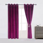 Cherry Home Super Soft Luxury Velvet Set of 2 Fushcia Room Darkening Blackout Curtain Panel Drapes 52 inch Wide by 120 inch Length with Grommet Top, Fushcia