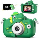 Dinosaur Kids Camera for Boys Girls, Toddler Digital Selfie Camera with Cute Protective Cover and SD Card, Christmas Birthday Gifts Toys for 3 4 5 6 7 8 9 10 11 12 Years Old Little Girls and Boys