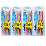 Jordan Smile 3Pc Pack Soft/Medium Toothbrush-Pack Of 4 (Color May Vary) - Manual, Adult