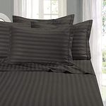 Elegant Comfort Wrinkle & Fade Resistant 1500 Thread Count - Damask Stripes Egyptian Quality Luxurious Silky Soft 4-Piece Sheet Set, Up to 16" Deep Pocket, Queen, Gray