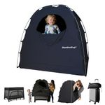 SlumberPod Portable Privacy Pod Blackout Canopy Crib Cover, Sleeping Space for Age 4 Months and Up with Monitor Pouch and Zipper, Blackout Cover, Travel Crib Canopy (Navy, Standard (No Fan))