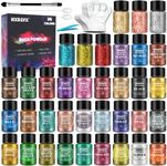 Mica Powder - 36 Colors Epoxy Resin Pigment Powder, Natural Mica Powder Dye for Epoxy Resin, Soap Making, Candle, Eye Shadow, Nail Polish, Lip Gloss, Blush, Cosmetics, Slime, Bath Bomb - 5g Each