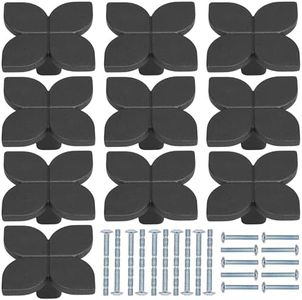Kurtzy (Lot de 10 Poignée Meuble/Tiroir en Feuille Noire - 42 x 23 mm Bouton de Meuble en Alliage de Zinc avec Vis - Bouton de Porte, Placard de Cuisine, Armoire, Commode, Penderie ou Commode