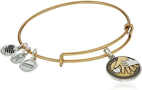 Alex and Ani Because I Love You Expandable Bangle for Women, Hand in Hand II Charm, Rafaelian Gold Finish, 2 to 3.5 in