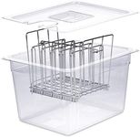 Sous Vide Container Set | Accessories Starter Kit fits Most Sous Vide Cookers | Durable Polycarbonate and Rust-Resistant Stainless Steel 12 Qt Container/Rack/Lid + bonus bag