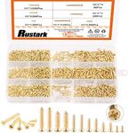 Rustark 1300Pcs M2 M2.6 Gold Flat Head Phillips Cross Small Wood Screws Tapping Screws Electronic Screws Assortment Kit 5mm 6mm 8mm 10mm 12mm 16mm Tapping Screws Small Metric Micro Screw Set