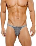 Casey Kevin Men's Thongs Underwear Sexy Lace G-String Bulge Pouch Breathable Panties Grey