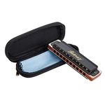 JUAREZ BlackBird JRH10BK Diatonic Professional Blues Harmonica Key of C Scale | 10 Holes 20 Tones | Mouth Organ | Cover - Brass | Comb - ABS | Reed - Phosphor Bronze with Cloth & Case