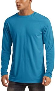 MAGCOMSEN Quick Dry Shirts for Men UPF 50 Long Sleeve Athletic T-Shirt UV Protection Shirts Workout Gym Shirts Outdoor Shirts Blue Green