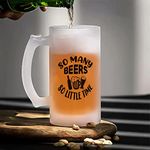 Gathari Printed Beer Mug with Handle So Many Beers Funny Quotes | Beer Mug for Freezer | Gift - White 16oz [470ml]