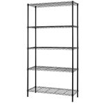 FDW Wire Shelving Unit Metal Shelf Adjustable Layer Rack Strong Steel for Restaurant Garage Pantry Kitchen Garage (36×14×72, Black)