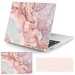 Vozehui Case Compatible with MacBook Pro 13 inch Laptop Case 2020 Release M1 A2338/A225/A2289 Touch ID, with Marble Pattern Design Protective Plastic Hard Shell Case & Keyboard Cover, Marble Pink