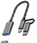 OTG Cable Accessories USB Female to Micro USB+USB-C Male Adapter 3.0 Camera Card Reader Keyboard Port Mouse Type Android Compatible for Samsung LG Macbook Apple iPhone15 Pro Max Plus iPad Mini