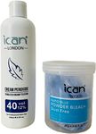 ICAN LONDON PROFESSIONAL CREAM PEROXIDE 40 VOL 12% 250 ML + RAPID BLUE POWDER BLEACH 80 G JAR SET