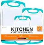 HOMWE Cutting Boards for Kitchen BPA Free- Chopping Board 3-Pack w/Different Sizes and Non Slip Handles - Reversible, Large Cutting Board Set - Unique Gifts for Cooks Who Have Everything - Aqua