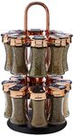 Tower T826021RB Rose Gold, Rotating Spice Rack with 16 Jars, Pre Filled with Spices , Large