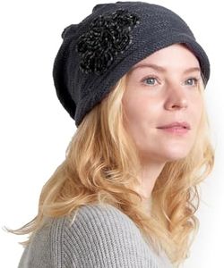 CHARM Womens Slouchy Beanie Cap Cotton Beret All Season Slouch Baggy Flower Hat Gray